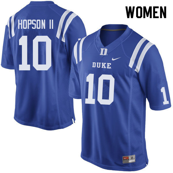 Women #10 James Hopson II Duke Blue Devils College Football Jerseys Sale-Blue - Click Image to Close